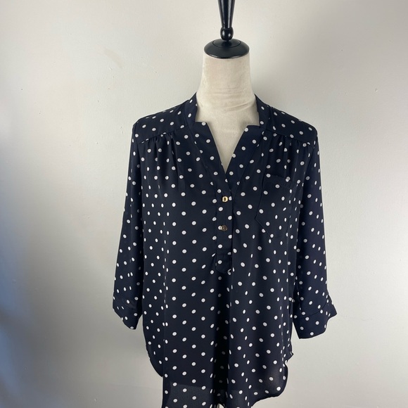 DNA Couture Black and White Polka Dot Button Down Shirt - Picture 2 of 11